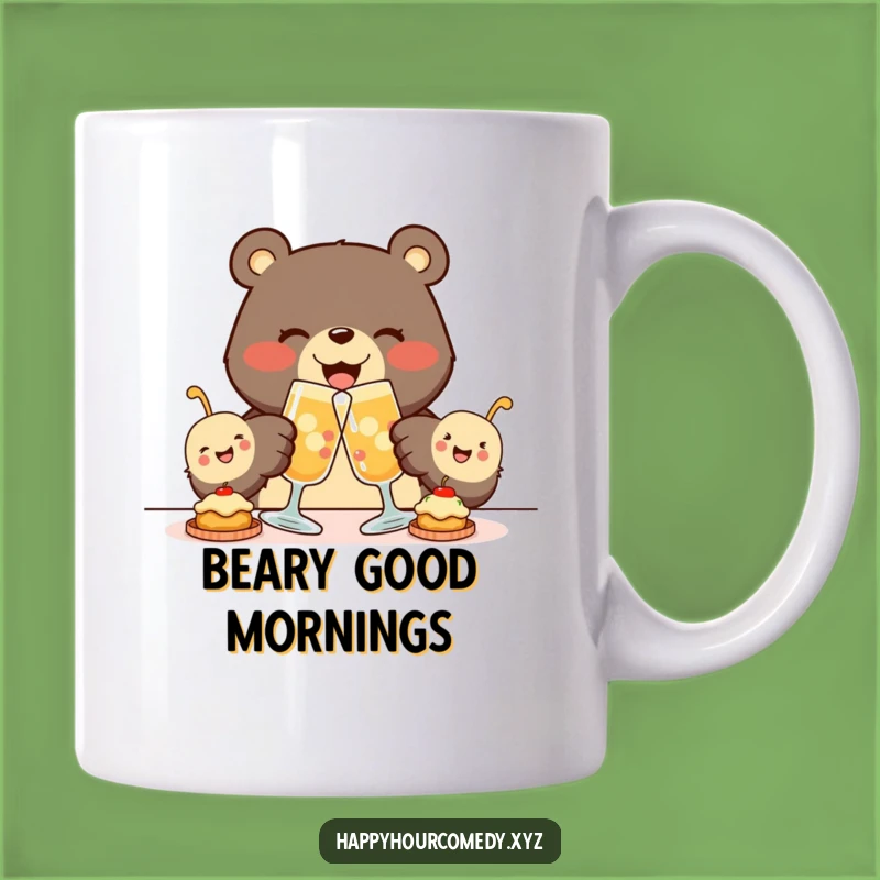 Funny Bear Appetizer Mug: Joyous Bear Toasting Snacks, Perfect Funny Foodie Gift