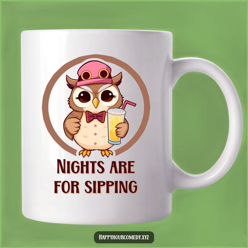 Funny Owl Bartender Mug: A Winking Wise Guy Serving Your Favorite Funny Drink