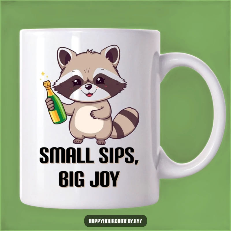 Funny Raccoon Champagne Mug: Cheerful Raccoon Celebrating Life, Perfect Funny Gift