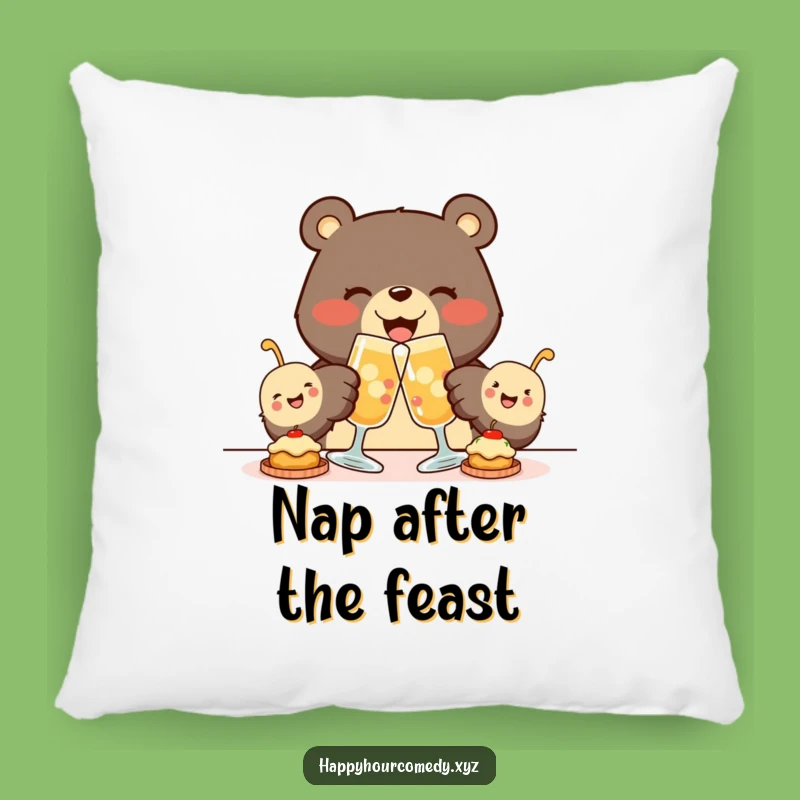 Cozy Funny Bear Appetizer Pillow: Snuggle Up With This Joyous Bear, Perfect Funny Gift