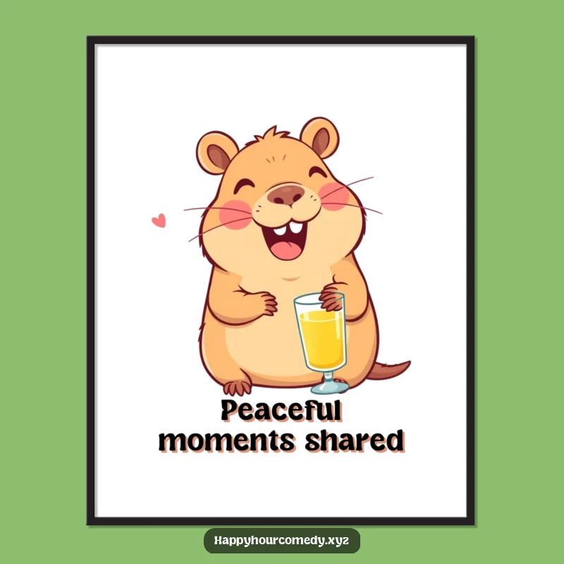 Funny Capybara Juice Digital Art: Cheerful Capybara Artwork, Instant Funny Gift Download
