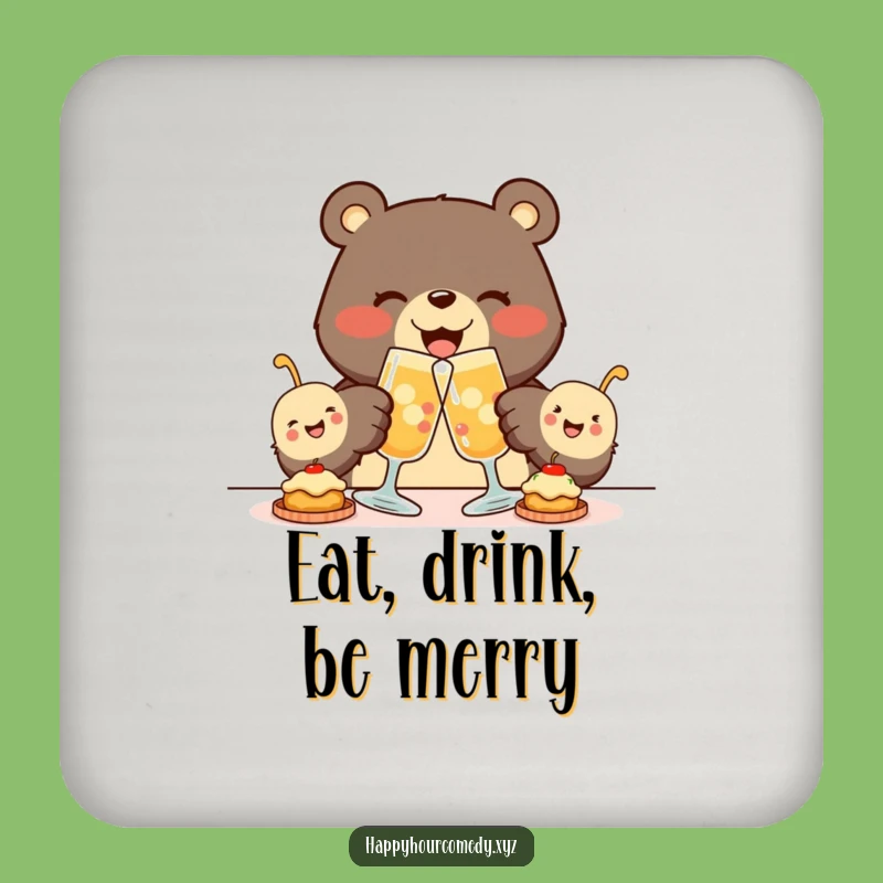 Funny Bear Appetizer Drink Coaster: Protect Surfaces With This Joyous Bear, Fun Funny Gift