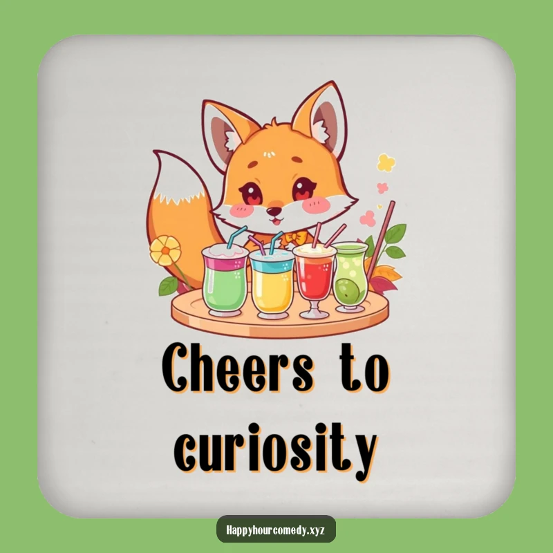 Funny Fox Drink Coaster Set: Curious Fox Table Protector, Stylish Funny Gift