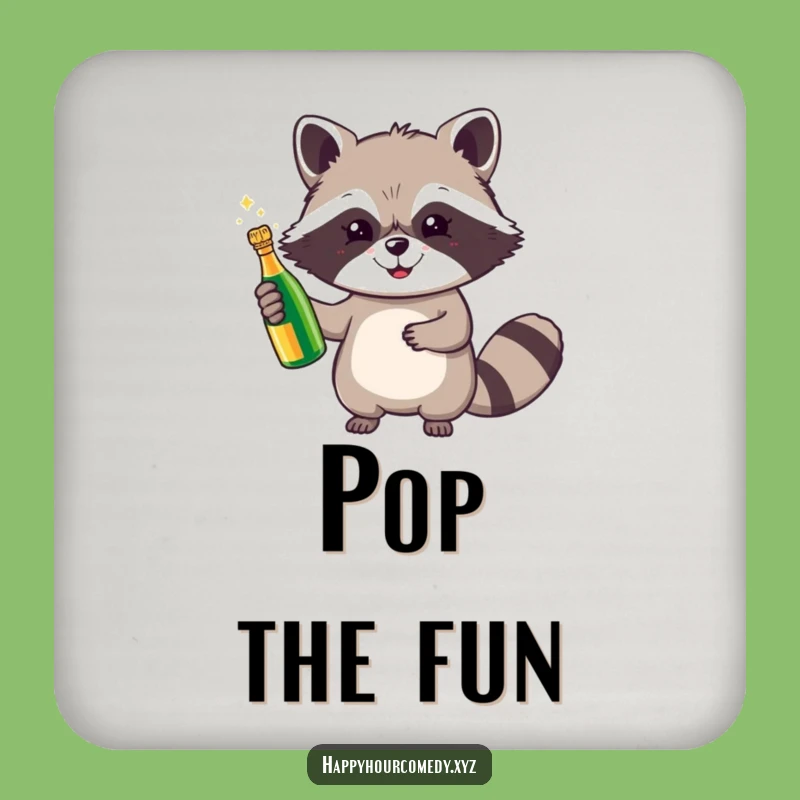 Funny Raccoon Champagne Drink Coaster: Protect Surfaces With This Cheerful Raccoon, Fun Funny Gift