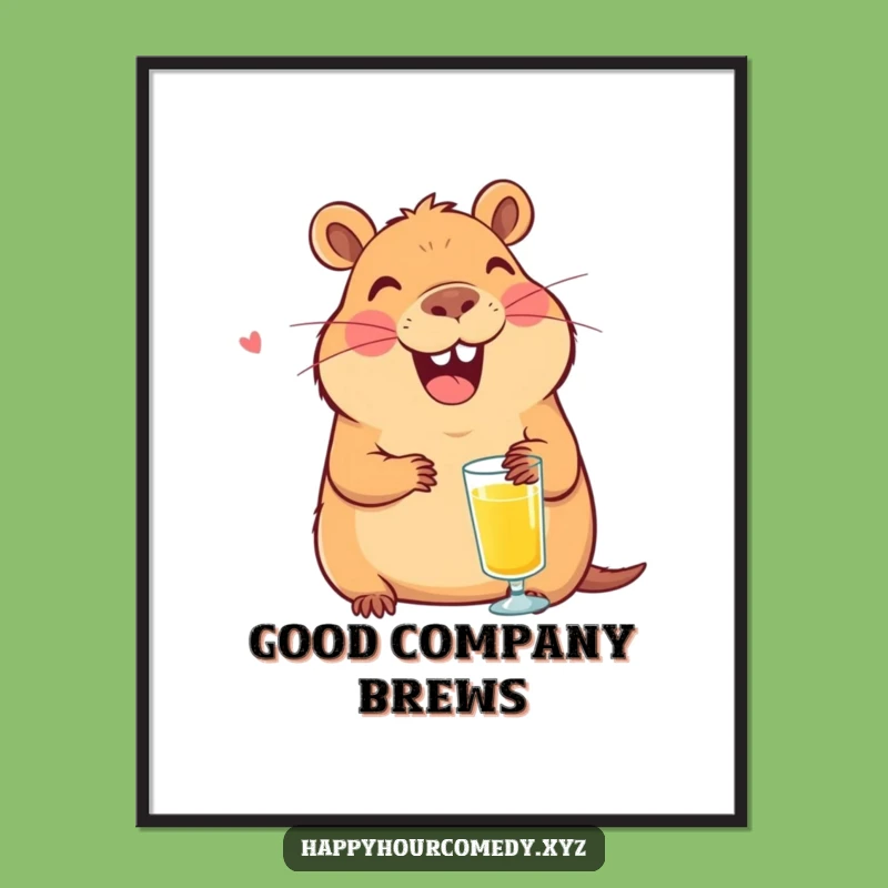 Funny Capybara Juice Poster: Cheerful Capybara Art, Bright Funny Gift Decor
