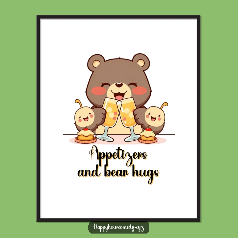 Free Printable Wall Art: Bear & Appetizer Art, Whimsical Downloadable Decor