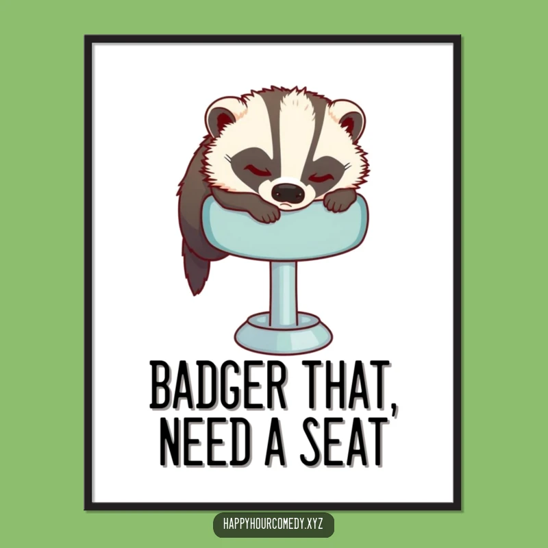 Free Printable Wall Art: Sleepy Badger Art, Cozy Downloadable Decor