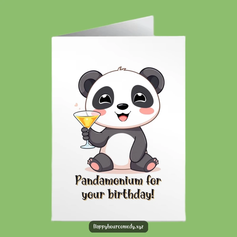 Free Printable Panda Martini Birthday Card: Funny Downloadable Gift for Laughs