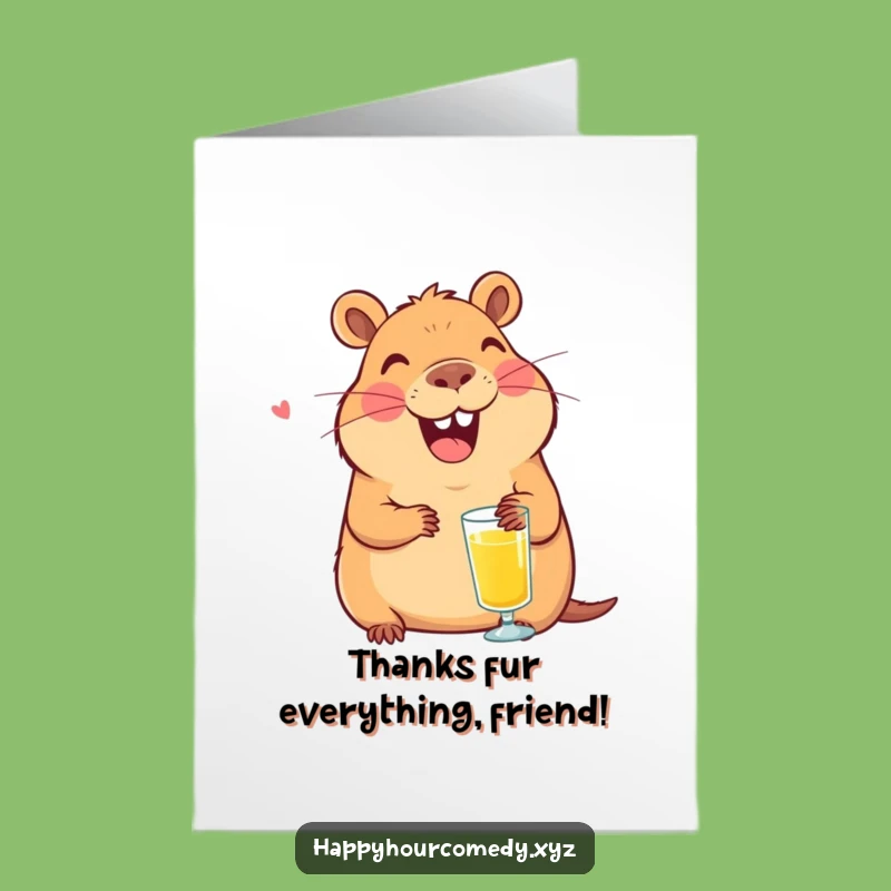 Free Printable Capybara Juice Thank You Card: Funny Downloadable Gift for Gratitude