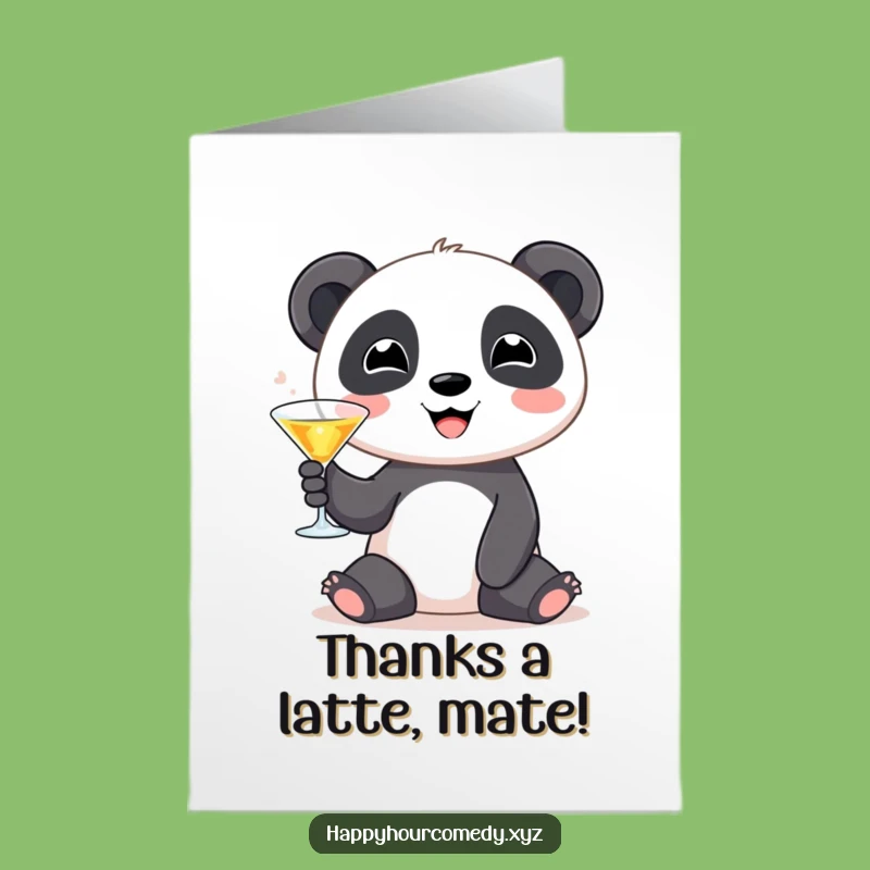 Free Printable Panda Martini Thank You Card: Funny Downloadable Appreciation Gift