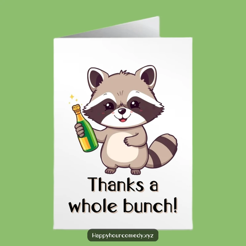 Free Printable Thank You Card: Raccoon Champagne Gratitude, Sparkling Downloadable Gift