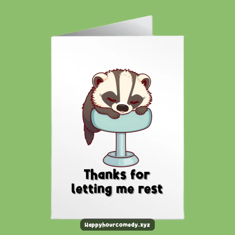 Free Printable Thank You Card: Sleepy Badger Thanks, Cozy Downloadable Gift