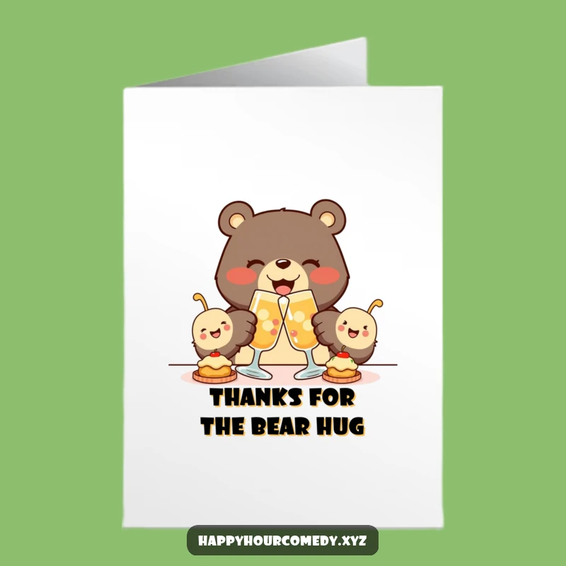 Free Printable Thank You Card: Bear Appetizer Gratitude, Cute Downloadable Gift