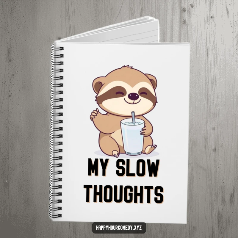Funny Sloth Drink Notebook: Joyful sloth character slowly reaching for a small, bubbly drink, handy funny gift.