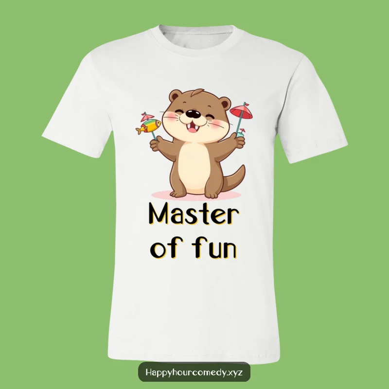 Funny Otter Juggling T-Shirt: Playful Otter with Fish, Awesome Funny Gift