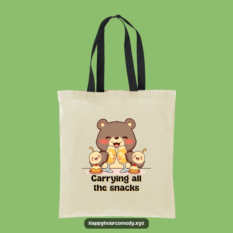 Funny Bear Appetizer Tote Bag: Carry Your Snacks With This Joyous Bear, Great Funny Gift